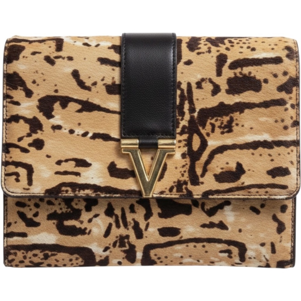 Vince‎ Camuto Leopard Print Calf Hair Gold Chain Shoulder Bag - Picture 2 of 12